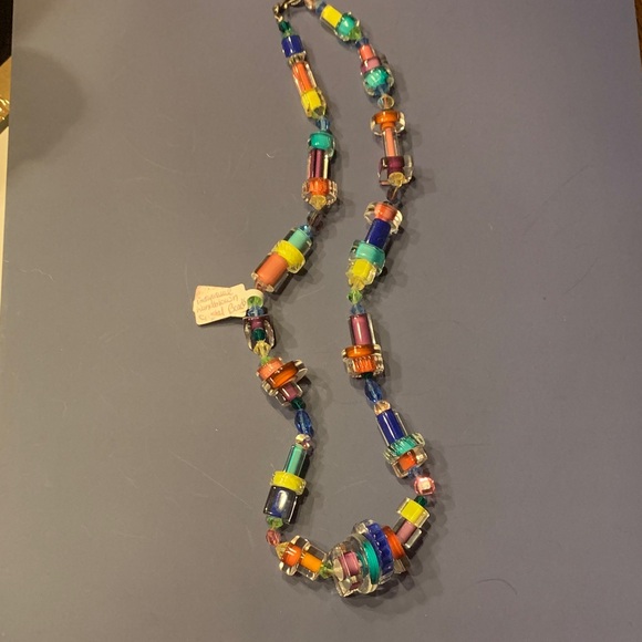 Handmade Glass Beaded Necklace on SS Strings